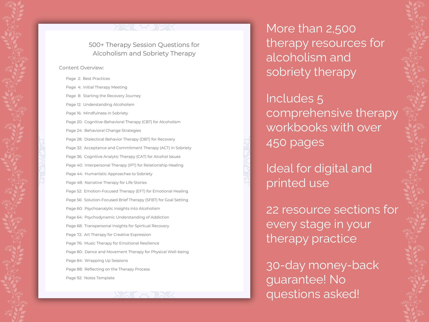 Alcoholism and Sobriety Therapy Counseling Templates