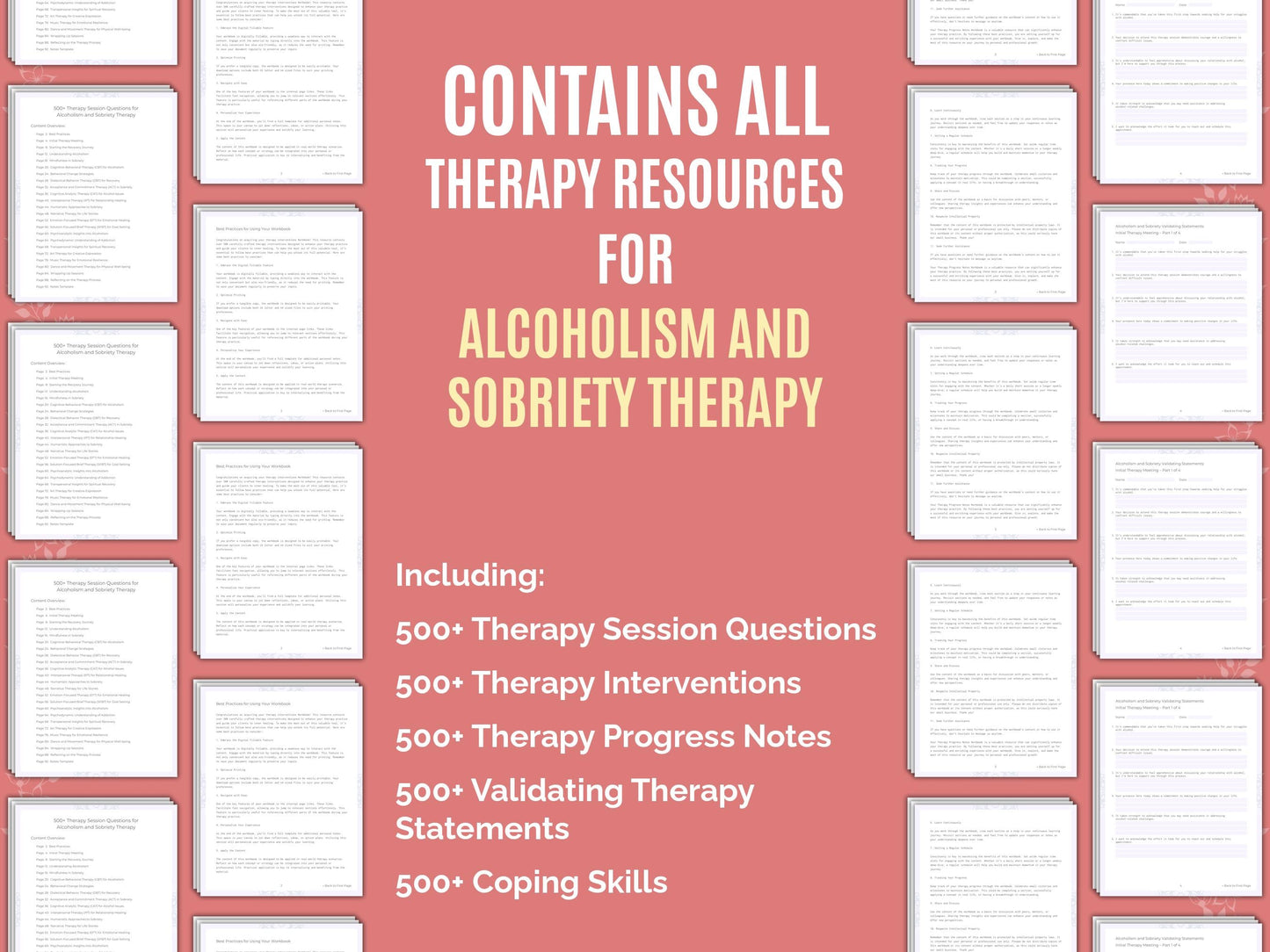 Alcoholism and Sobriety Therapy Therapist Worksheets