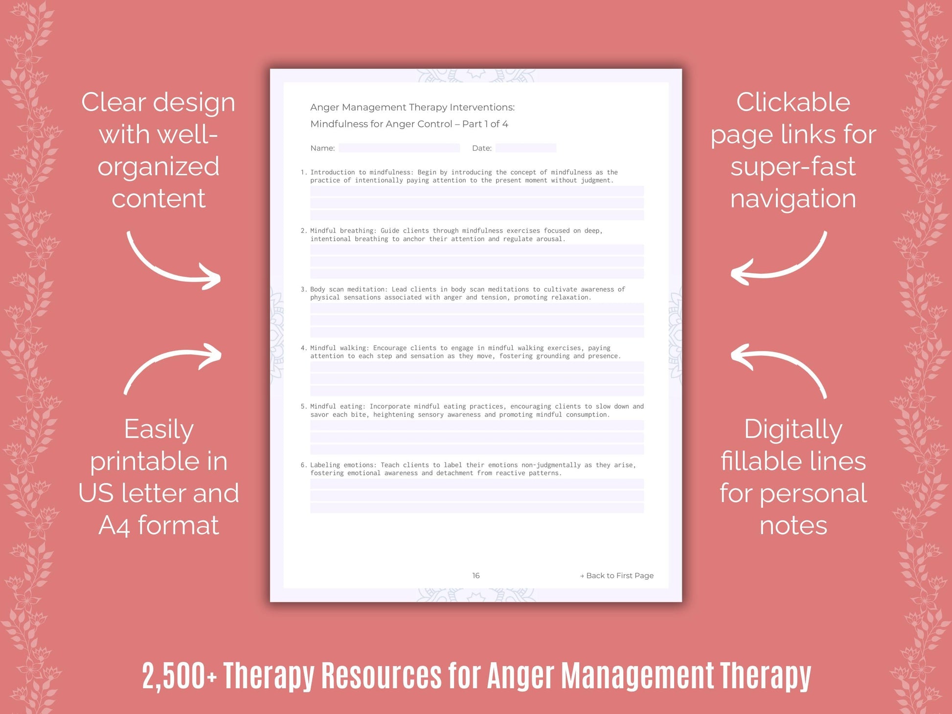 Anger Management Therapy Counselor Cheat Sheets