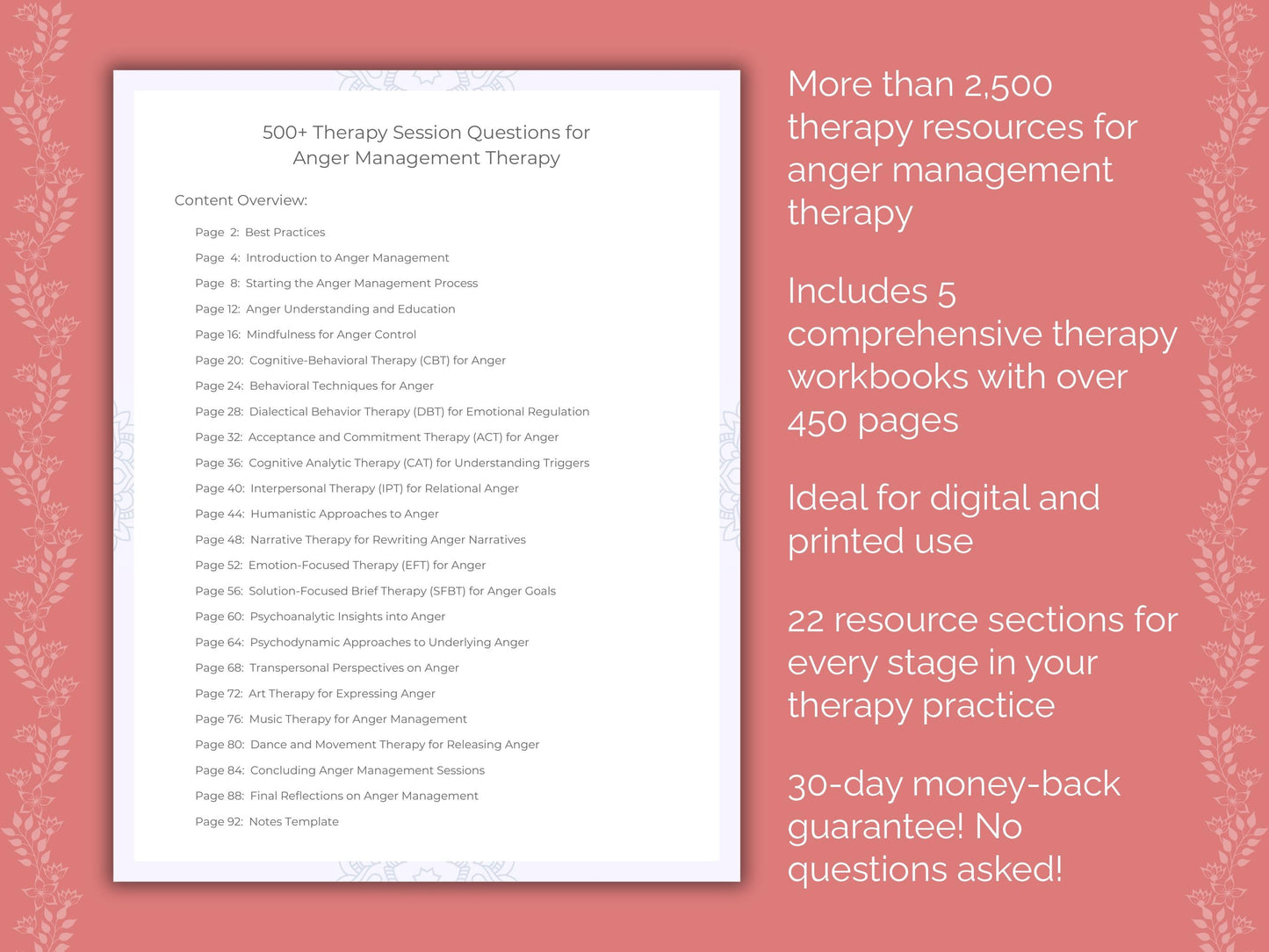 Anger Management Therapy Counseling Templates