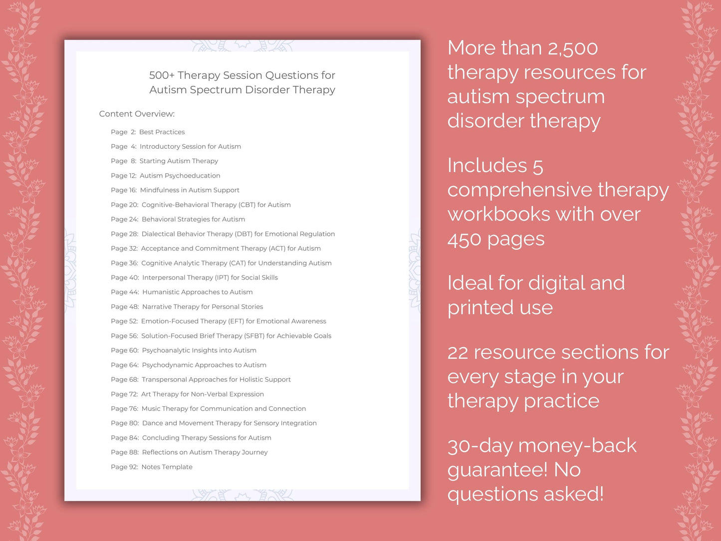 Autism Spectrum Disorder Therapy Counseling Templates