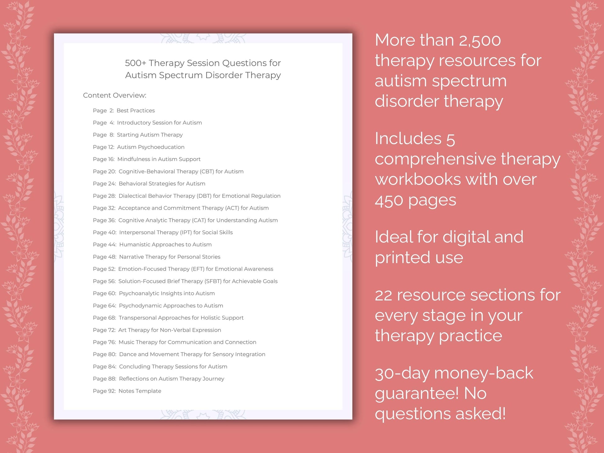 Autism Spectrum Disorder Therapy Counseling Templates