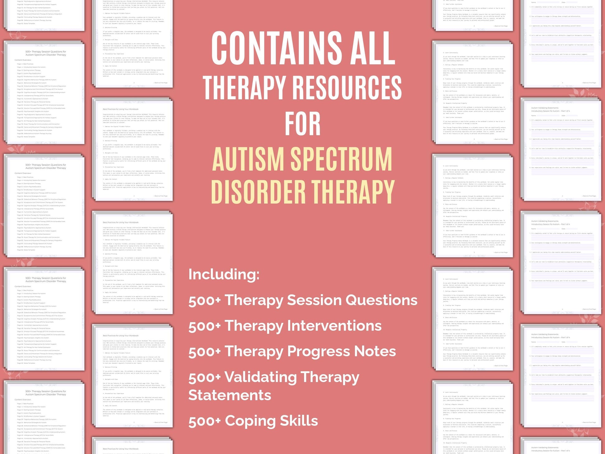 Autism Spectrum Disorder Therapy Therapist Worksheets