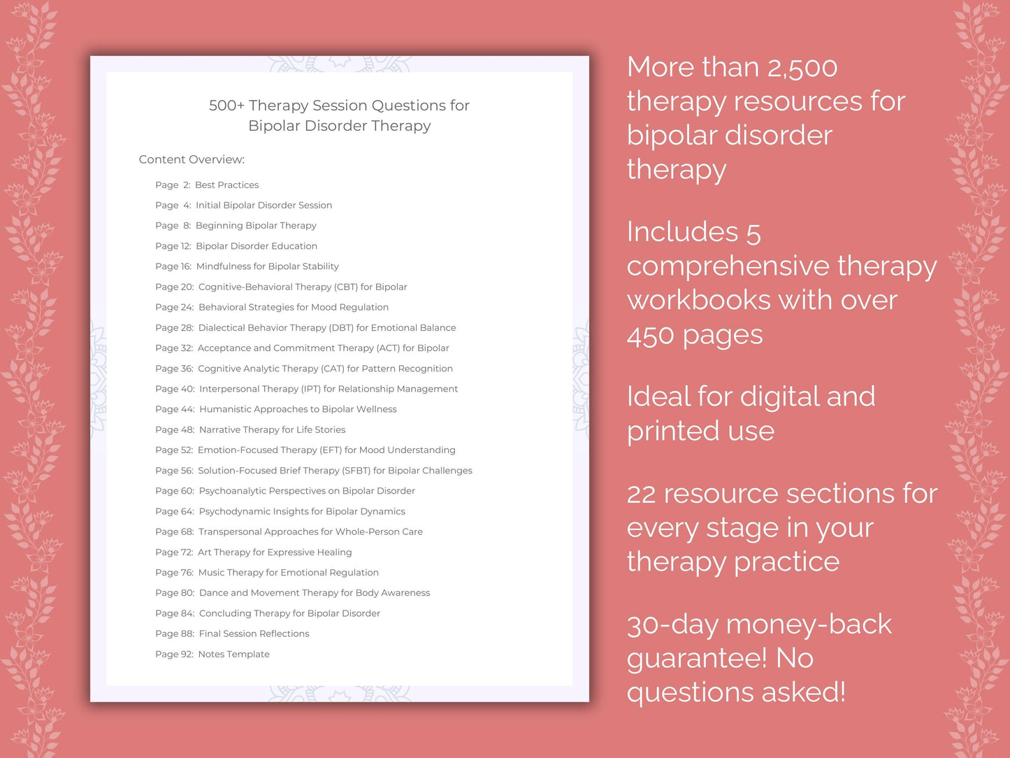 Bipolar Disorder Therapy Counseling Templates