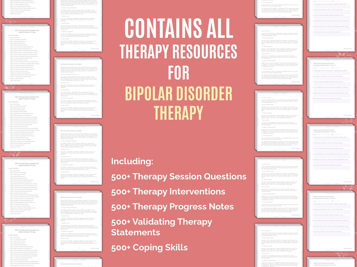 Bipolar Disorder Therapy Therapist Worksheets