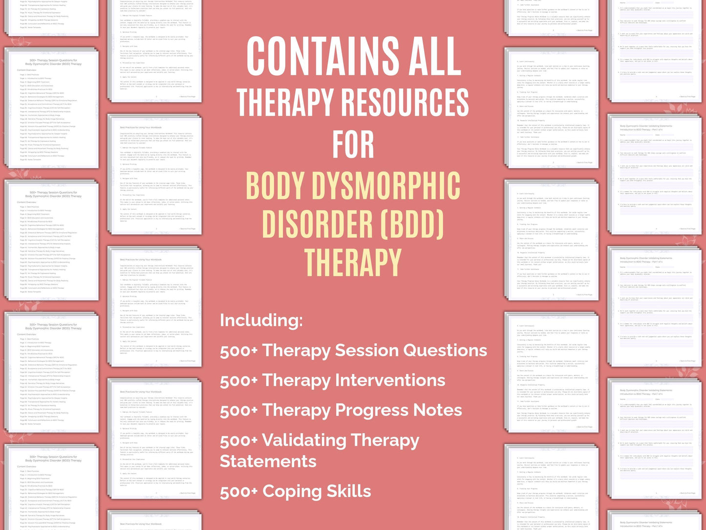 Body Dysmorphic Disorder (BDD) Therapy Therapist Worksheets