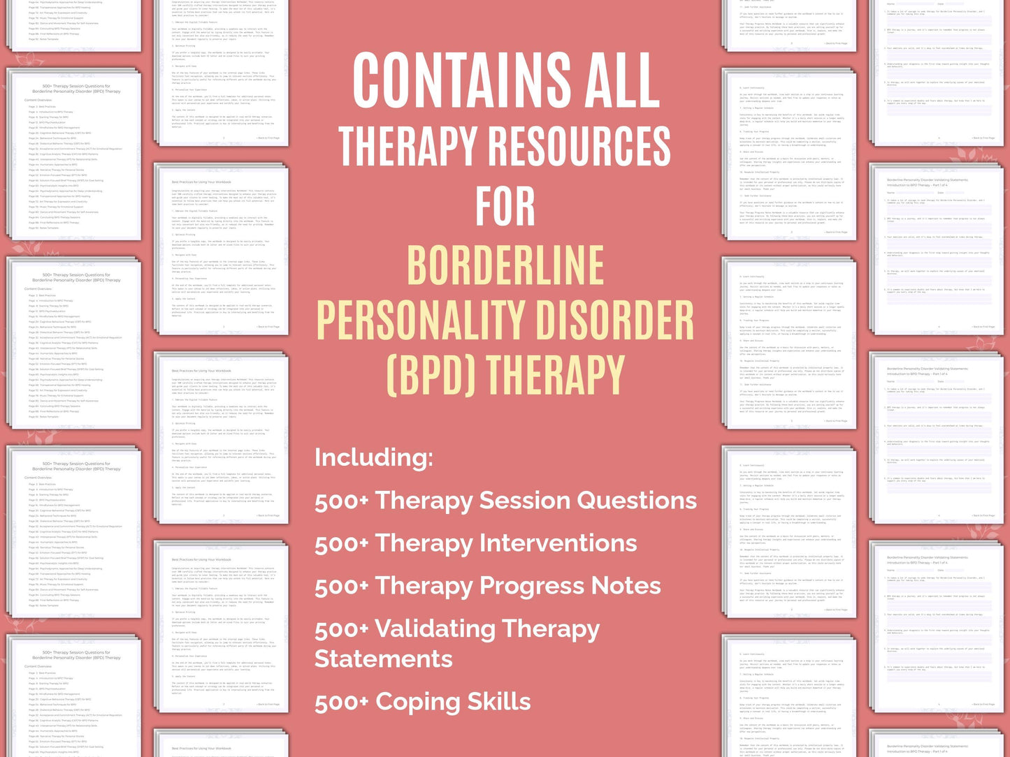 Borderline Personality Disorder (BPD) Therapy Therapist Worksheets