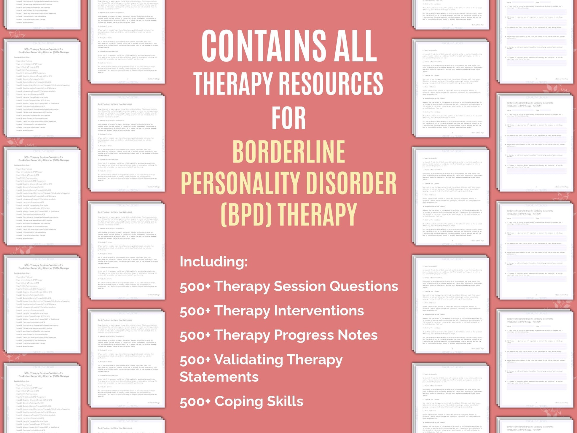 Borderline Personality Disorder (BPD) Therapy Therapist Worksheets