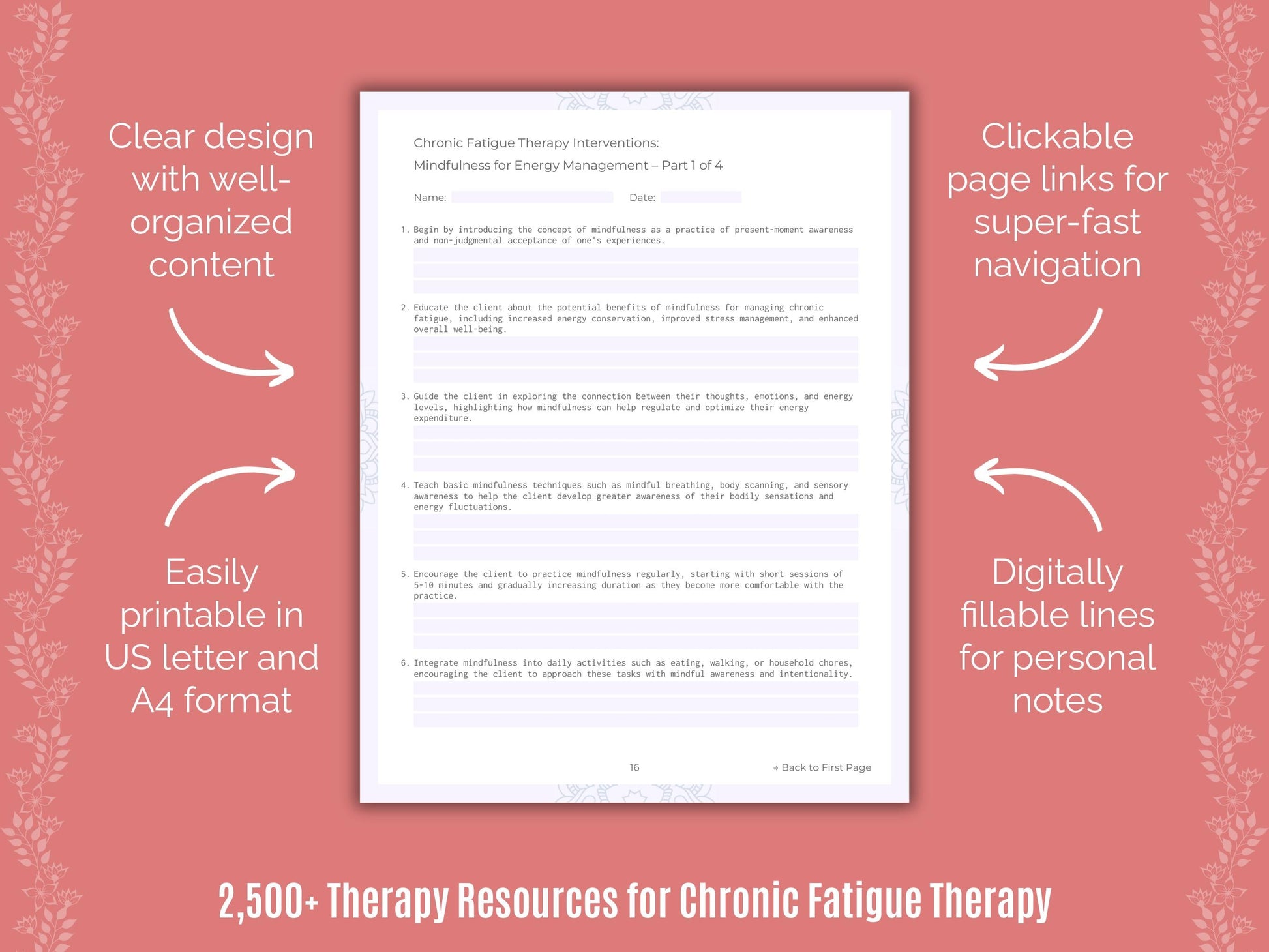 Chronic Fatigue Therapy Counselor Cheat Sheets