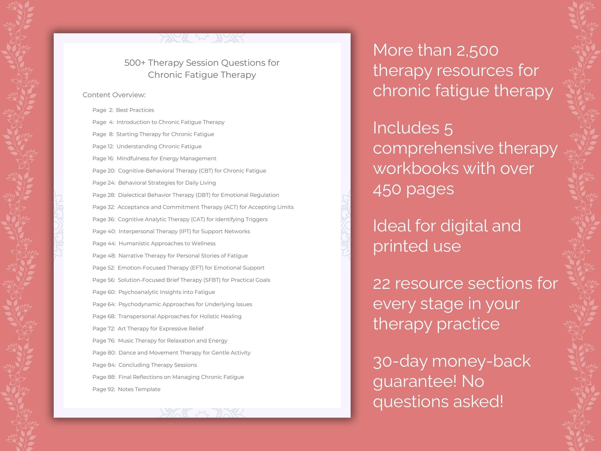 Chronic Fatigue Therapy Counseling Templates