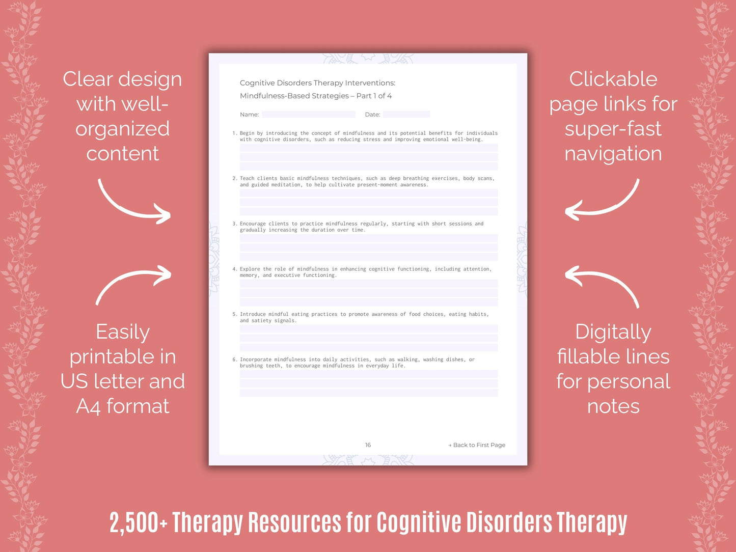 Cognitive Disorders Therapy Counselor Cheat Sheets