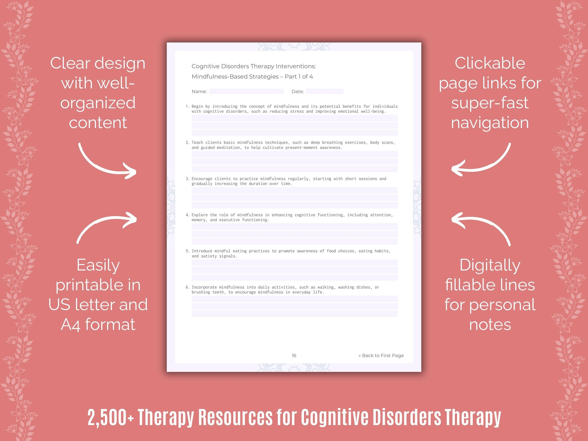 Cognitive Disorders Therapy Counselor Cheat Sheets