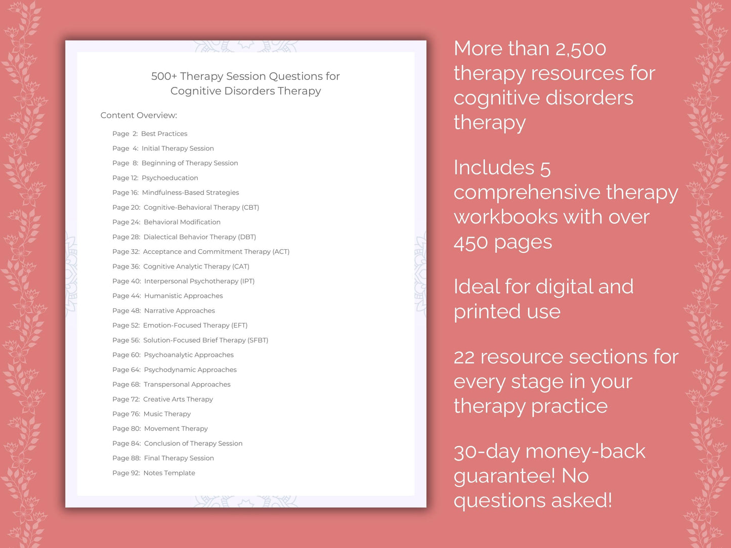 Cognitive Disorders Therapy Counseling Templates