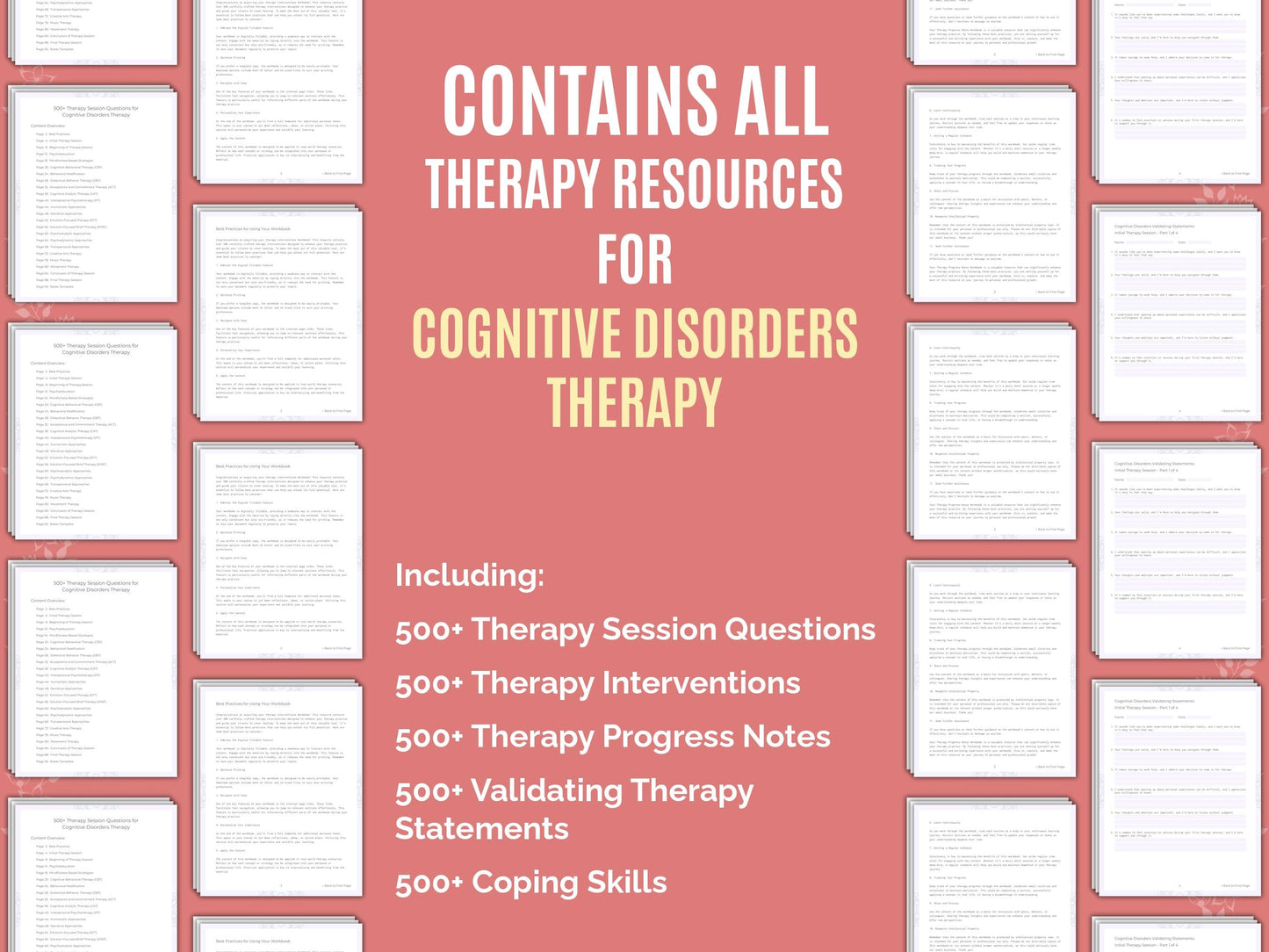 Cognitive Disorders Therapy Therapist Worksheets