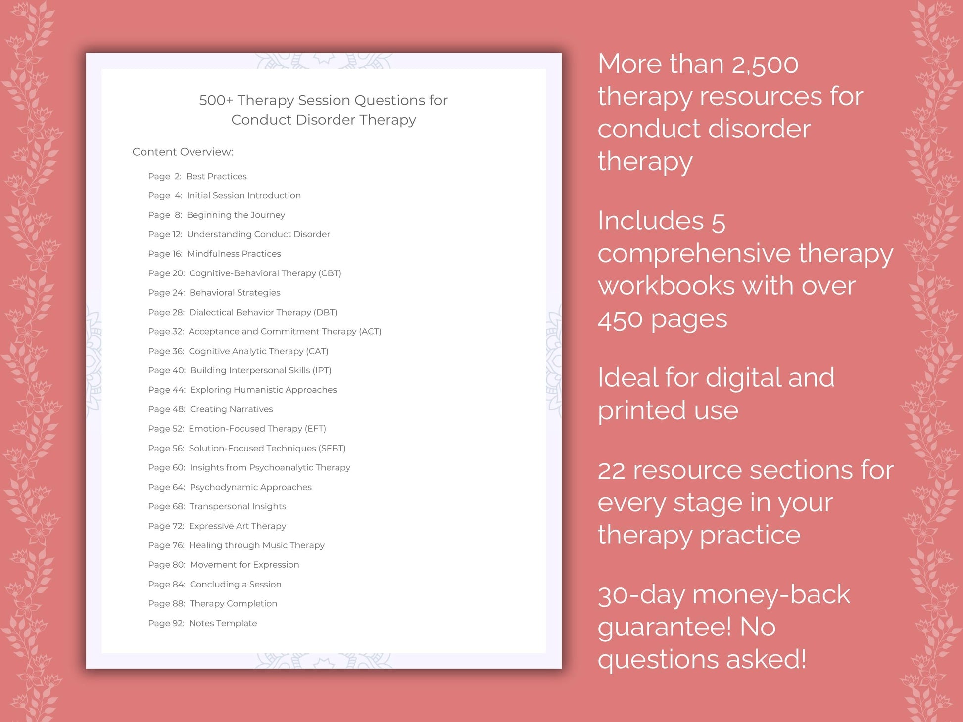 Conduct Disorder Therapy Counseling Templates