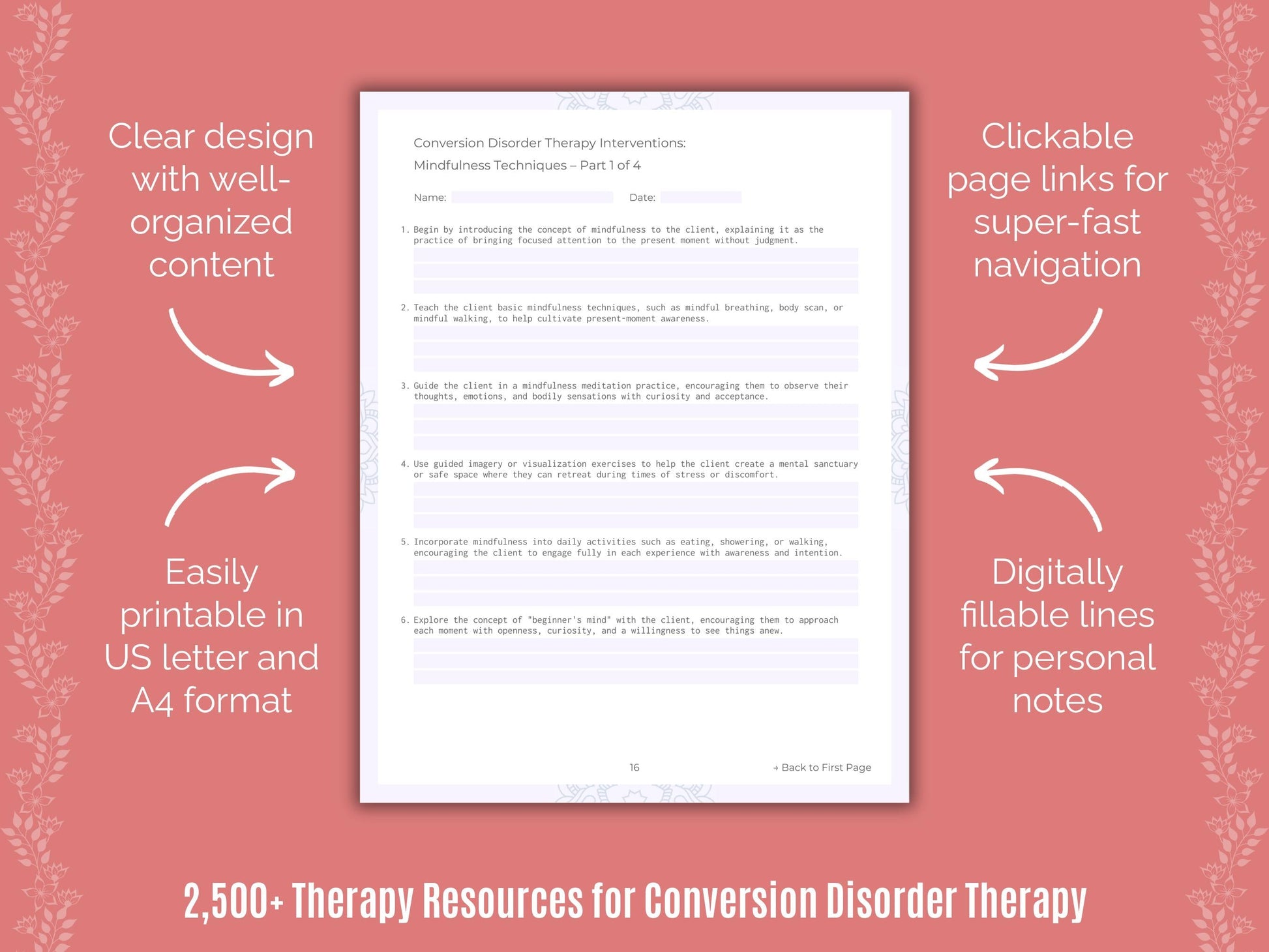 Conversion Disorder Therapy Counselor Cheat Sheets