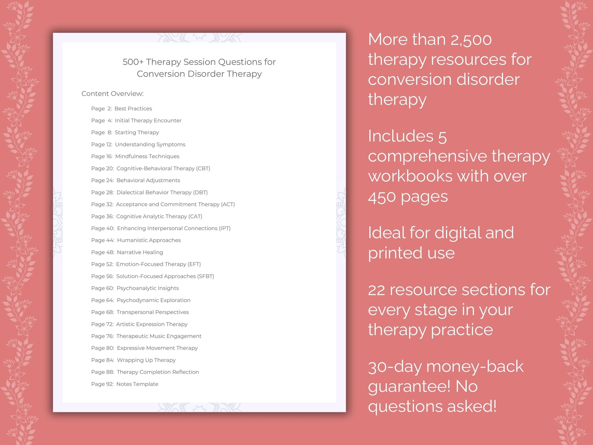 Conversion Disorder Therapy Counseling Templates