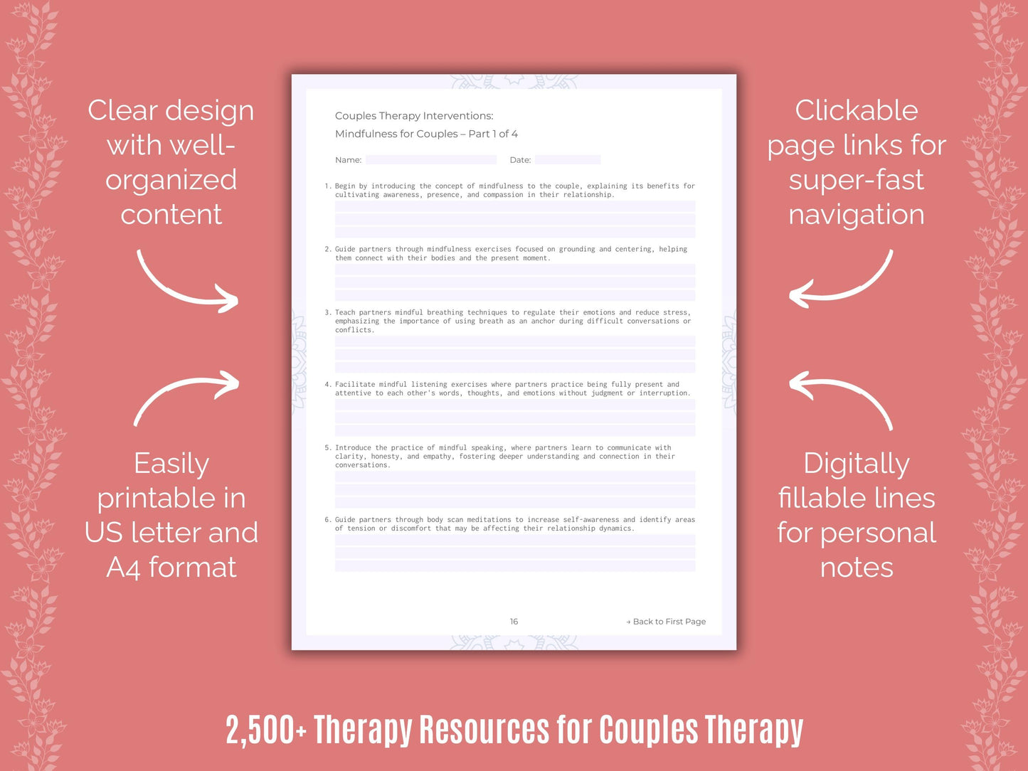 Couples Therapy Counselor Cheat Sheets