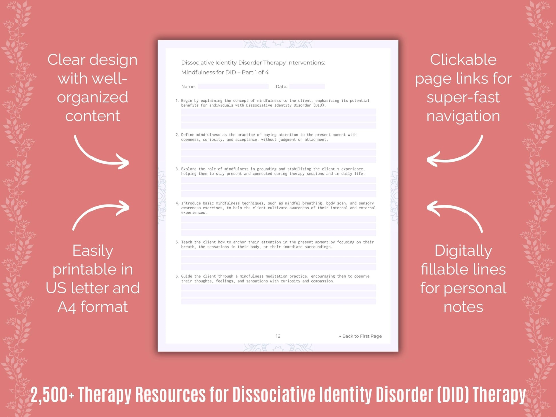 Dissociative Identity Disorder (DID) Therapy Counselor Cheat Sheets