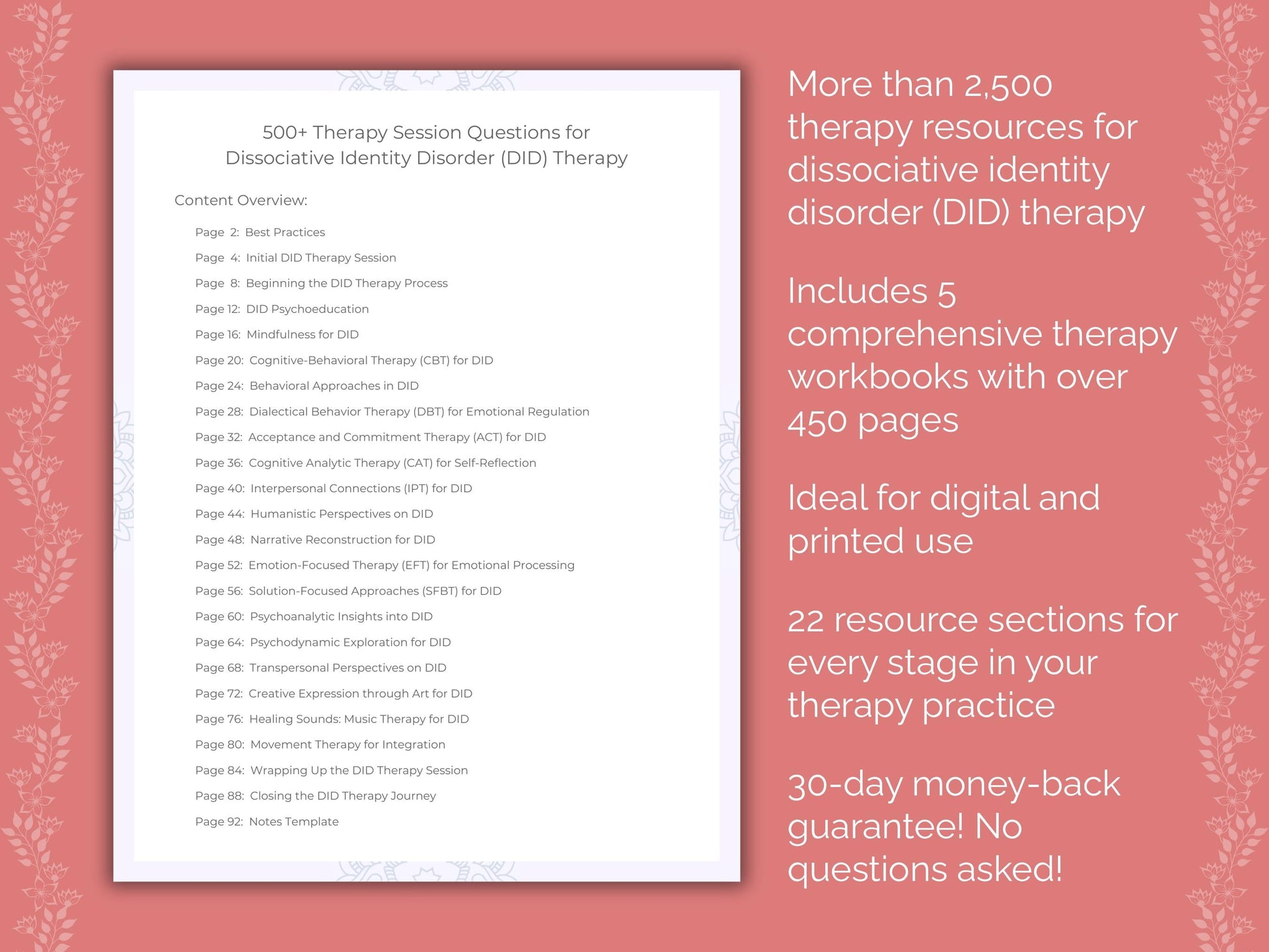 Dissociative Identity Disorder (DID) Therapy Counseling Templates