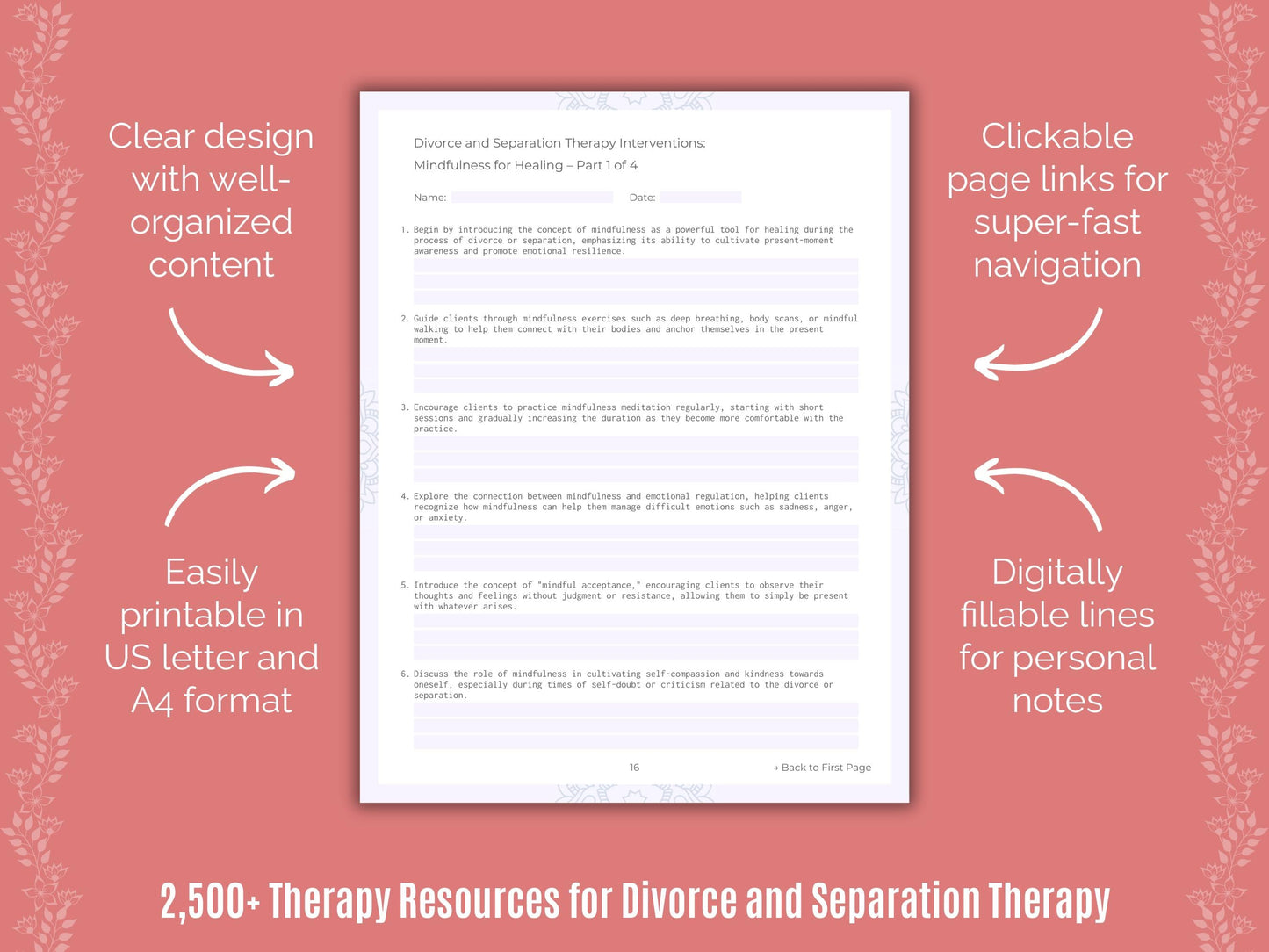 Divorce and Separation Therapy Counselor Cheat Sheets