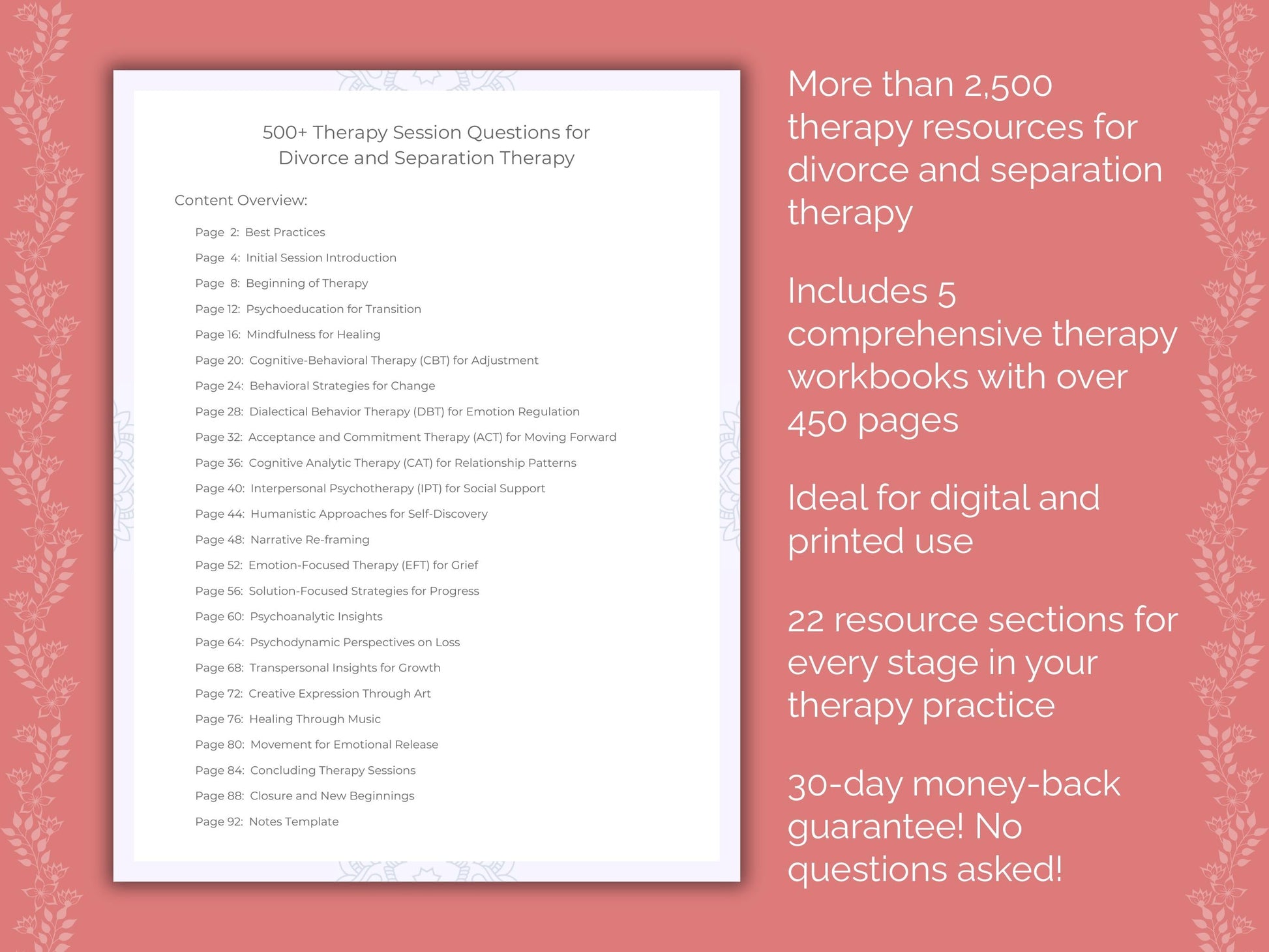 Divorce and Separation Therapy Counseling Templates