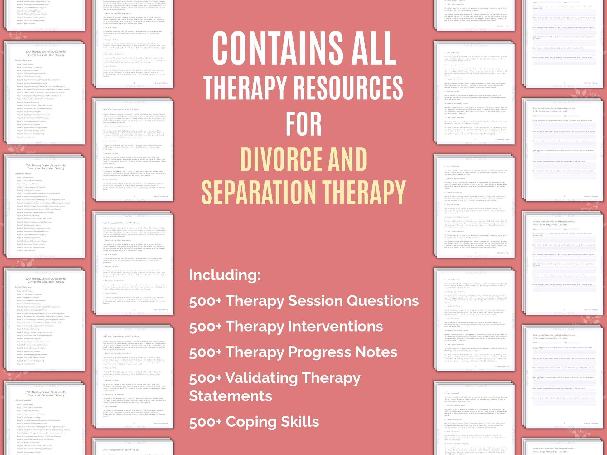 Divorce and Separation Therapy Therapist Worksheets