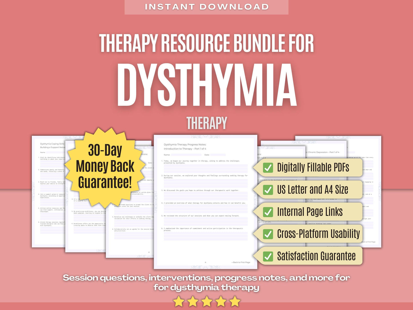 Dysthymia Therapy Psychology Workbooks