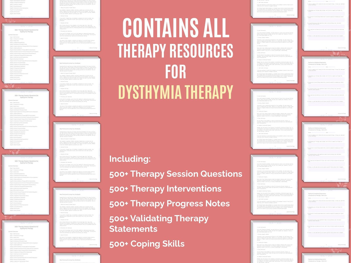 Dysthymia Therapy Therapist Worksheets