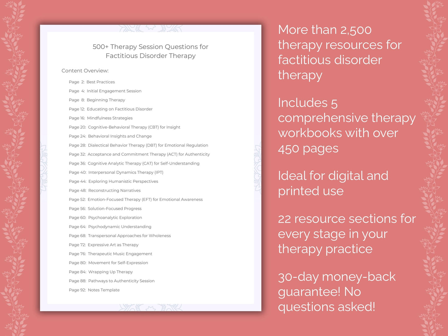 Factitious Disorder Therapy Counseling Templates