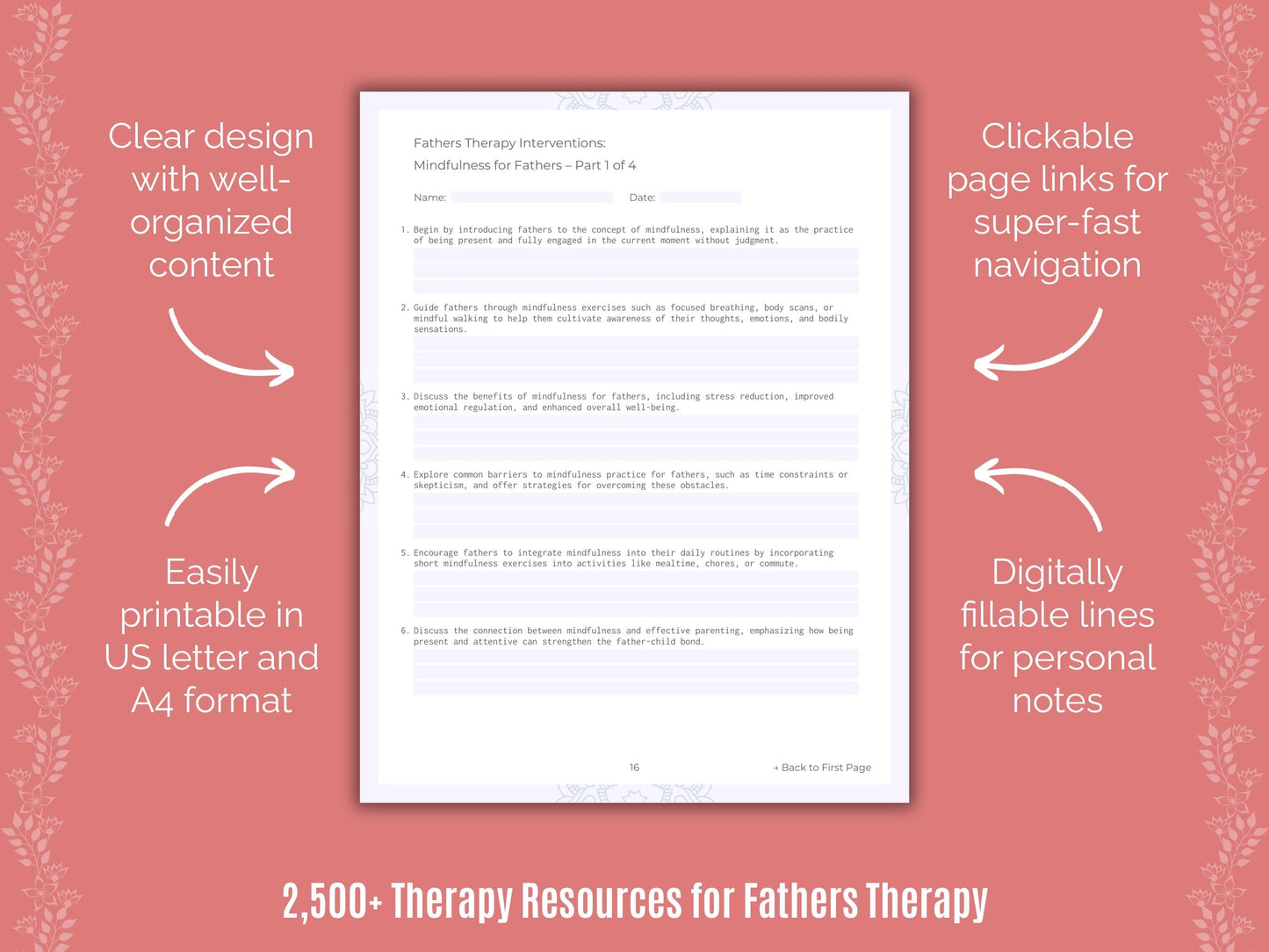 Fathers Therapy Counselor Cheat Sheets