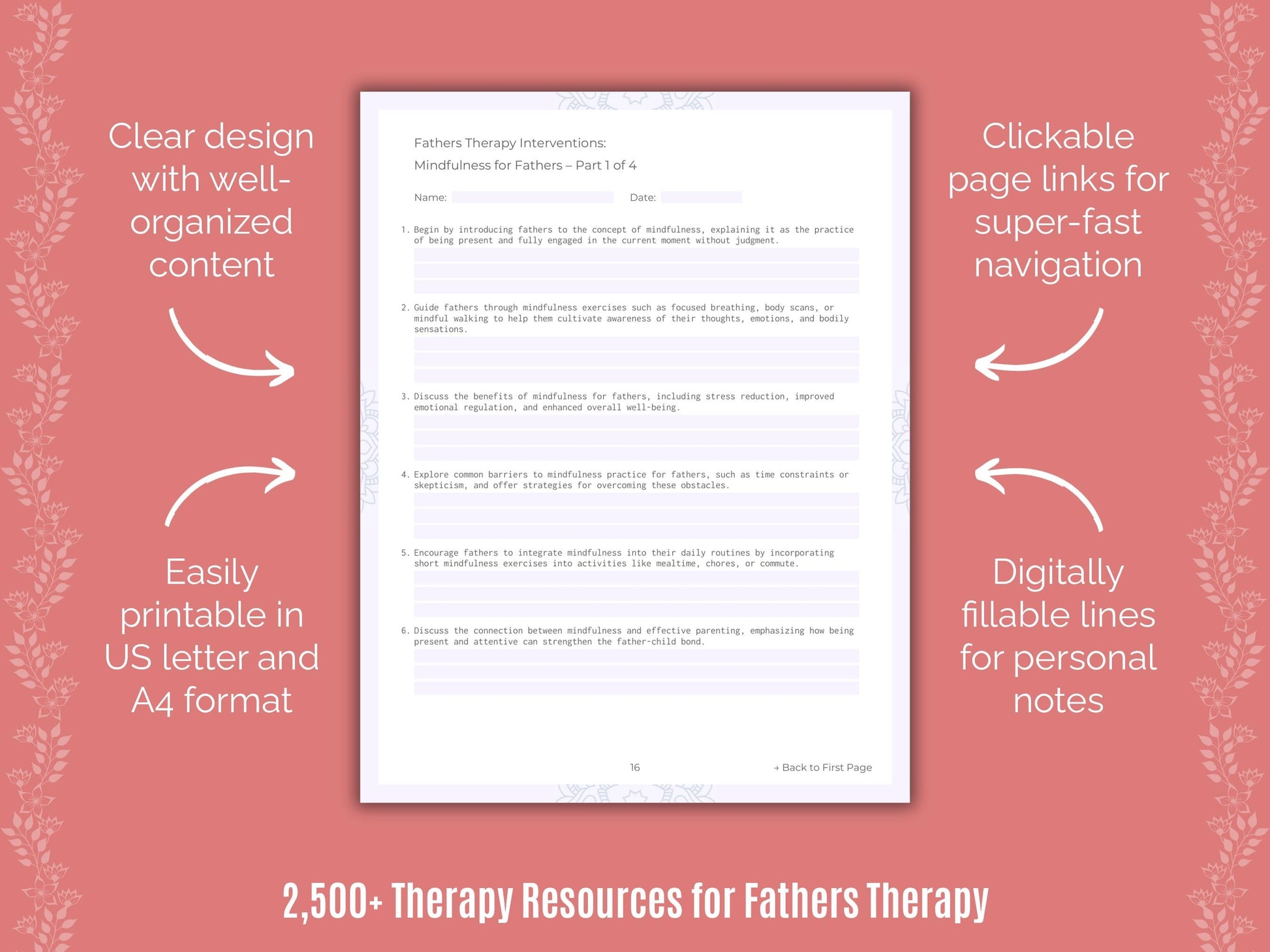 Fathers Therapy Counselor Cheat Sheets