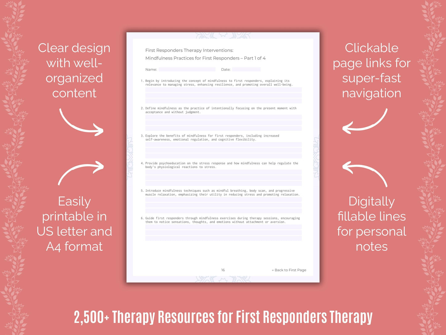 First Responders Therapy Counselor Cheat Sheets