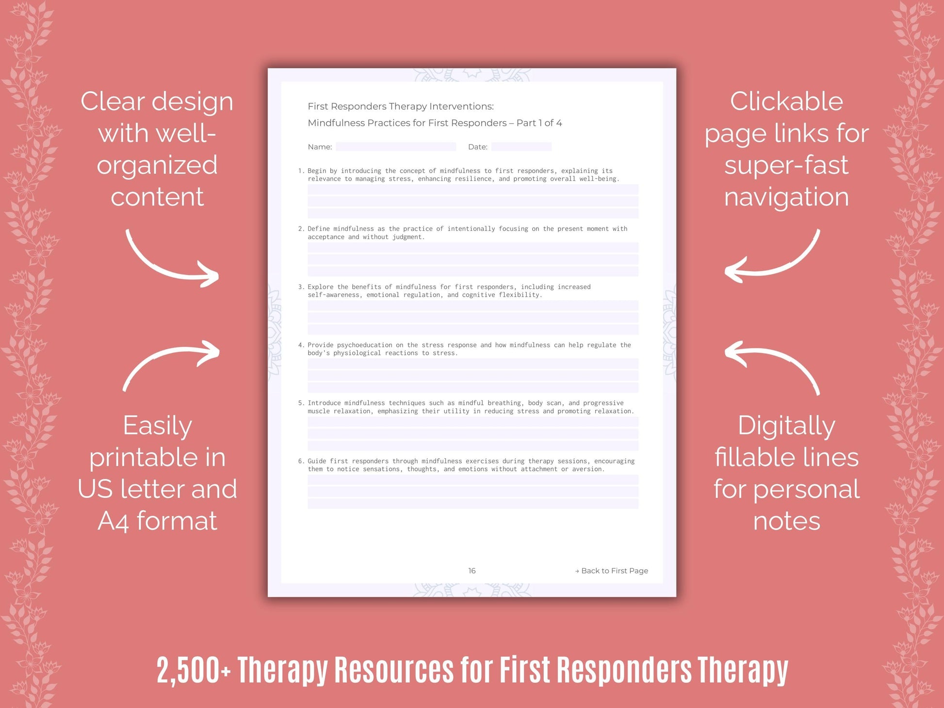 First Responders Therapy Counselor Cheat Sheets