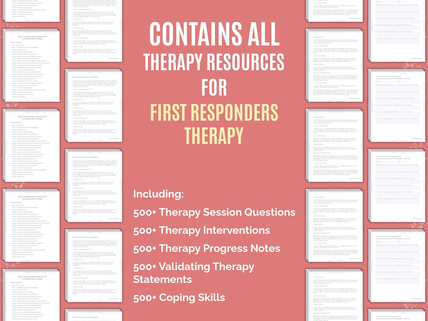 First Responders Therapy Therapist Worksheets