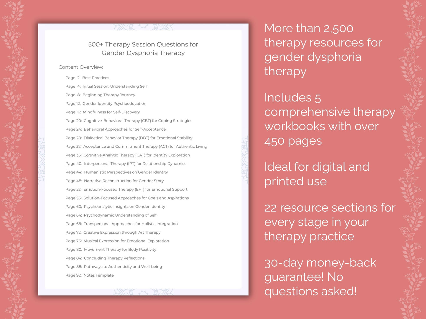 Gender Dysphoria Therapy Counseling Templates