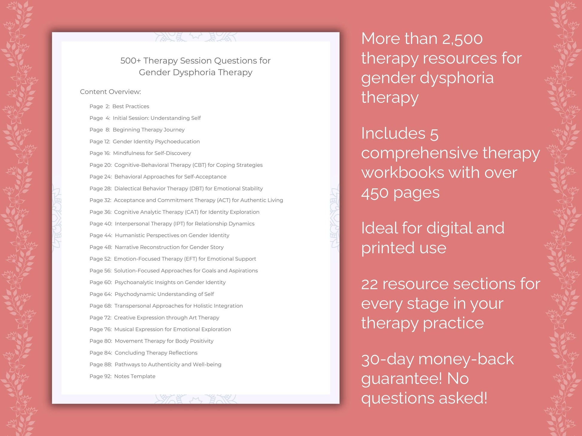 Gender Dysphoria Therapy Counseling Templates