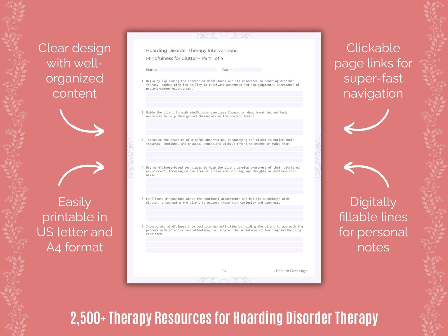 Hoarding Disorder Therapy Counselor Cheat Sheets