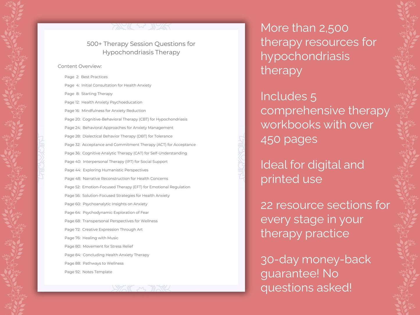 Hypochondriasis Therapy Counseling Templates