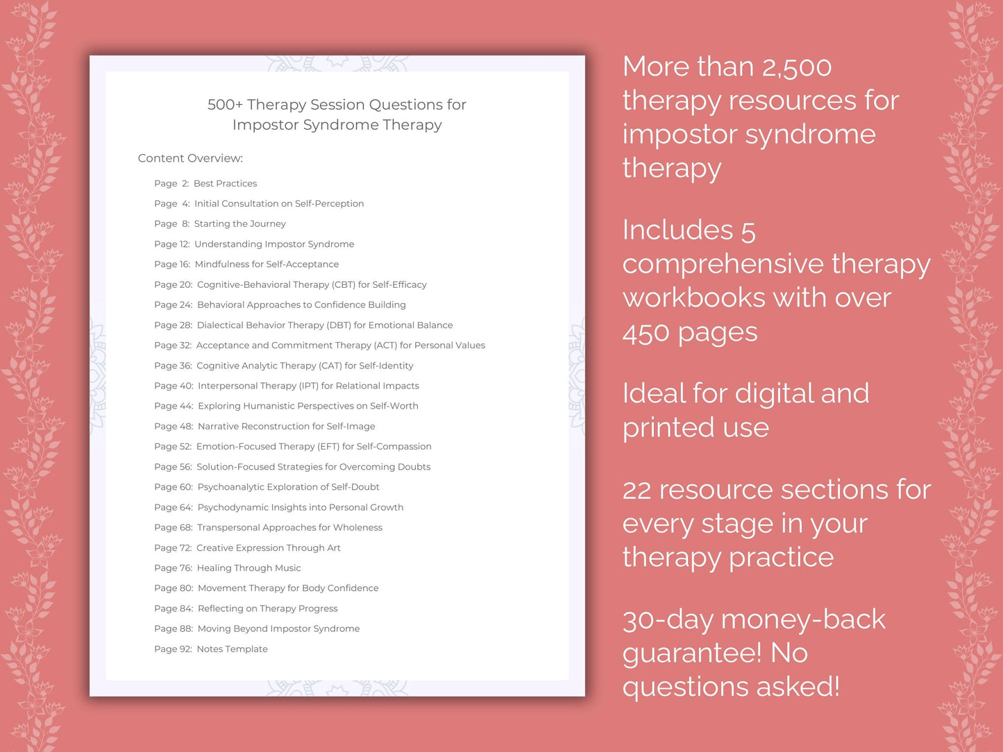 Impostor Syndrome Therapy Counseling Templates