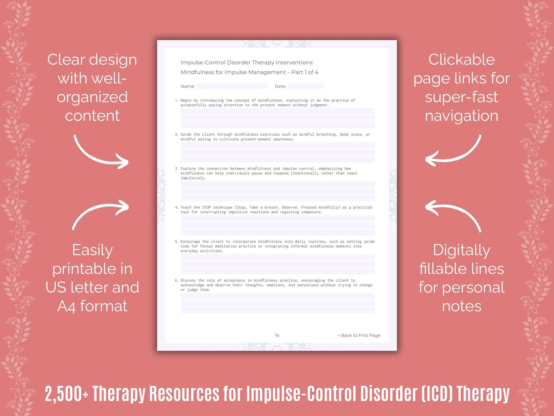 Impulse-Control Disorder (ICD) Therapy Counselor Cheat Sheets