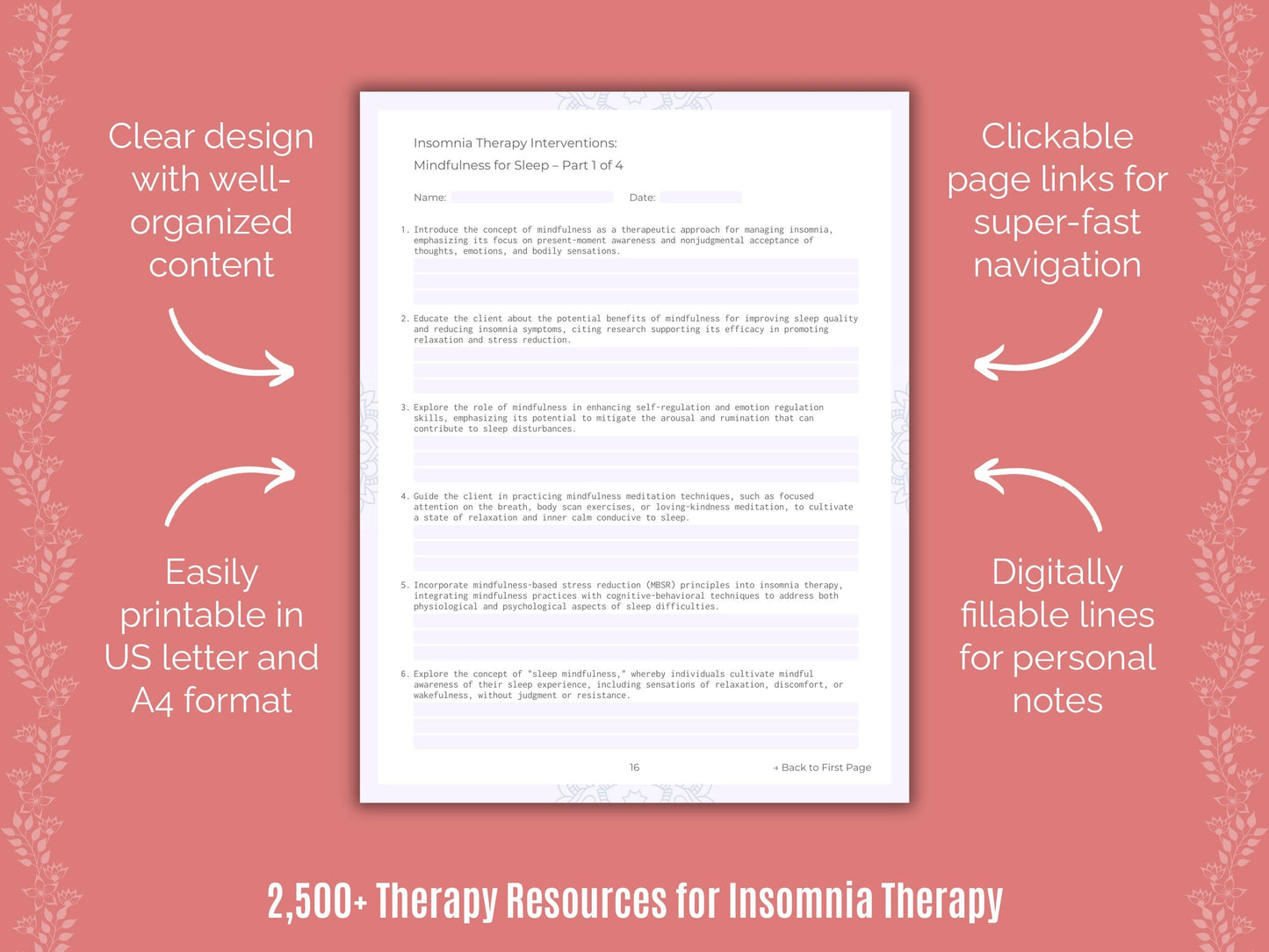 Insomnia Therapy Counselor Cheat Sheets