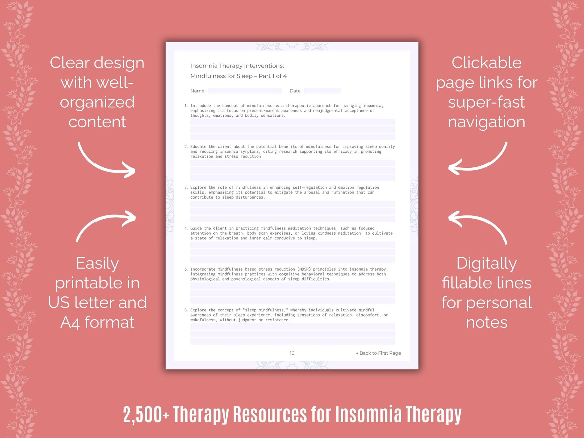 Insomnia Therapy Counselor Cheat Sheets