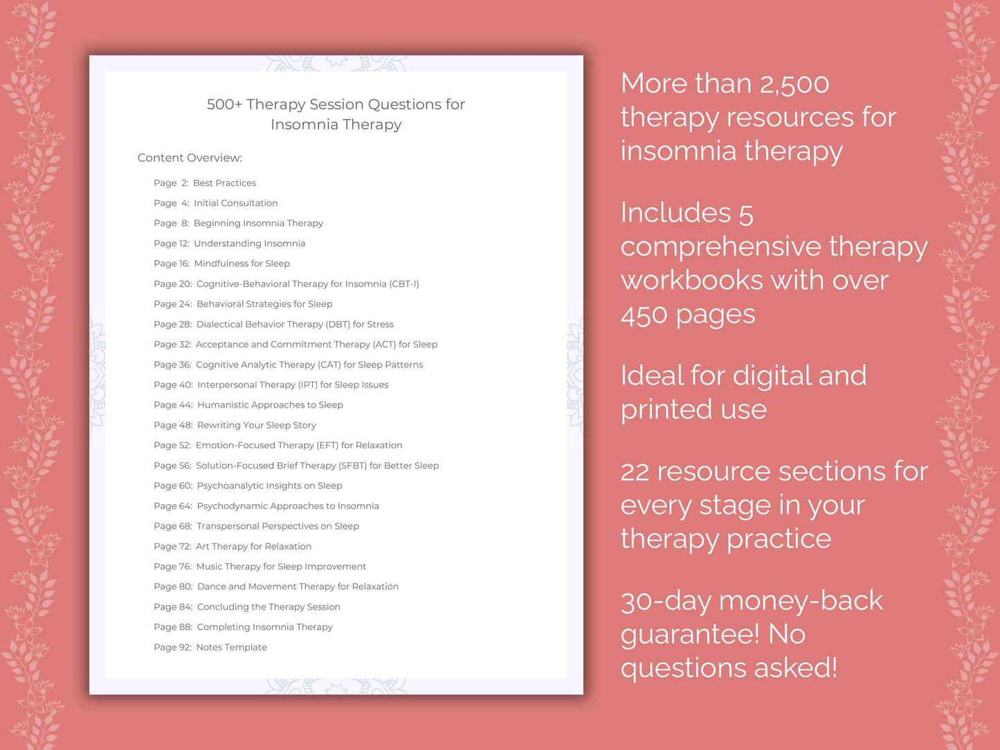 Insomnia Therapy Counseling Templates