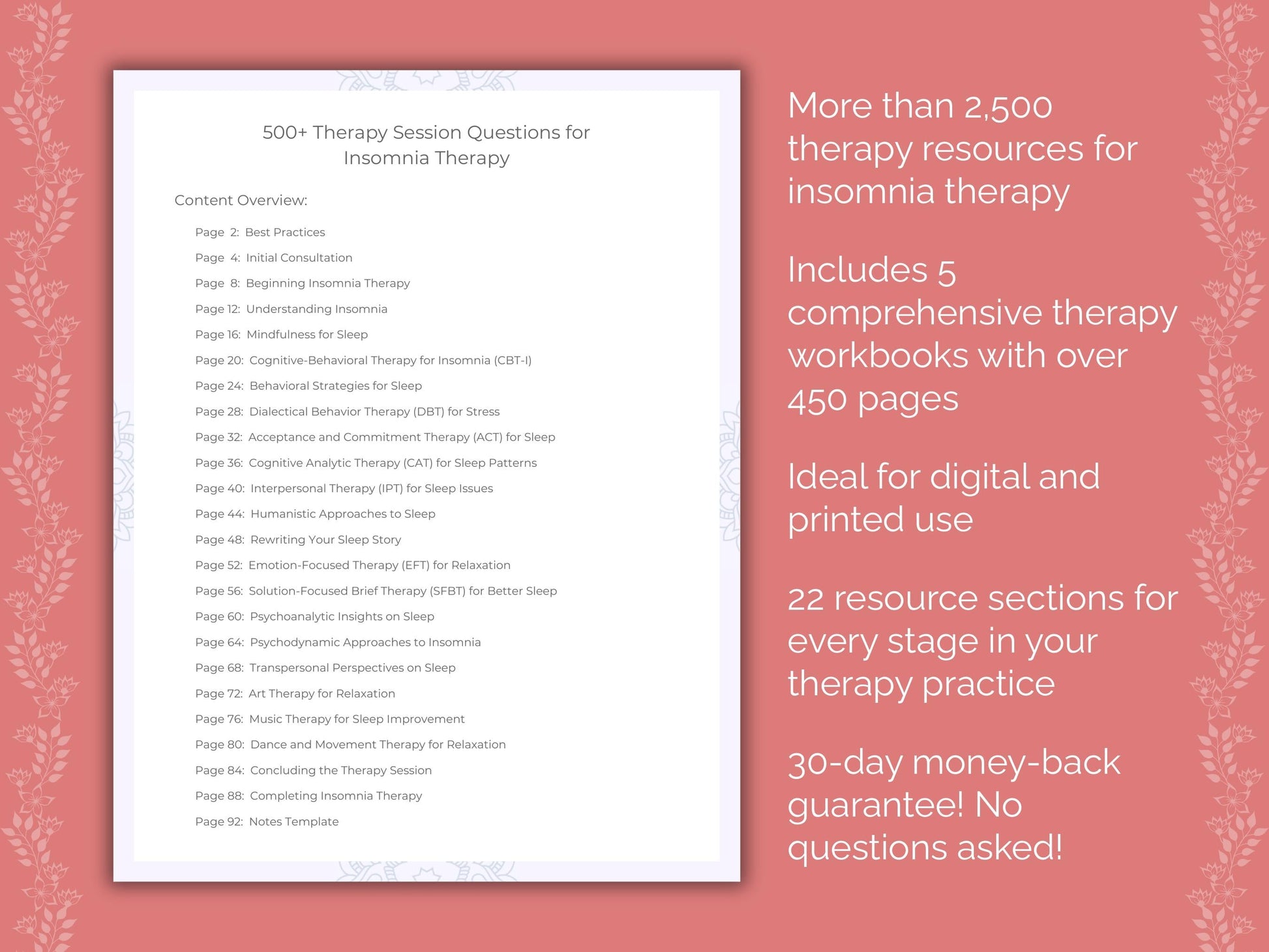 Insomnia Therapy Counseling Templates