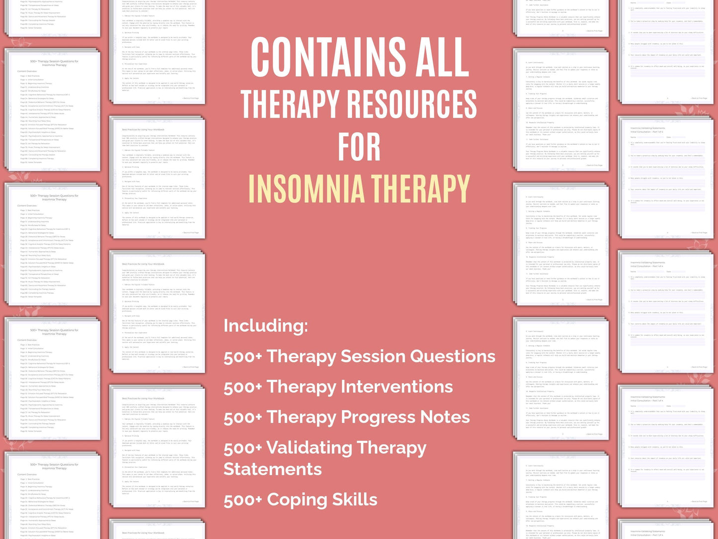 Insomnia Therapy Therapist Worksheets