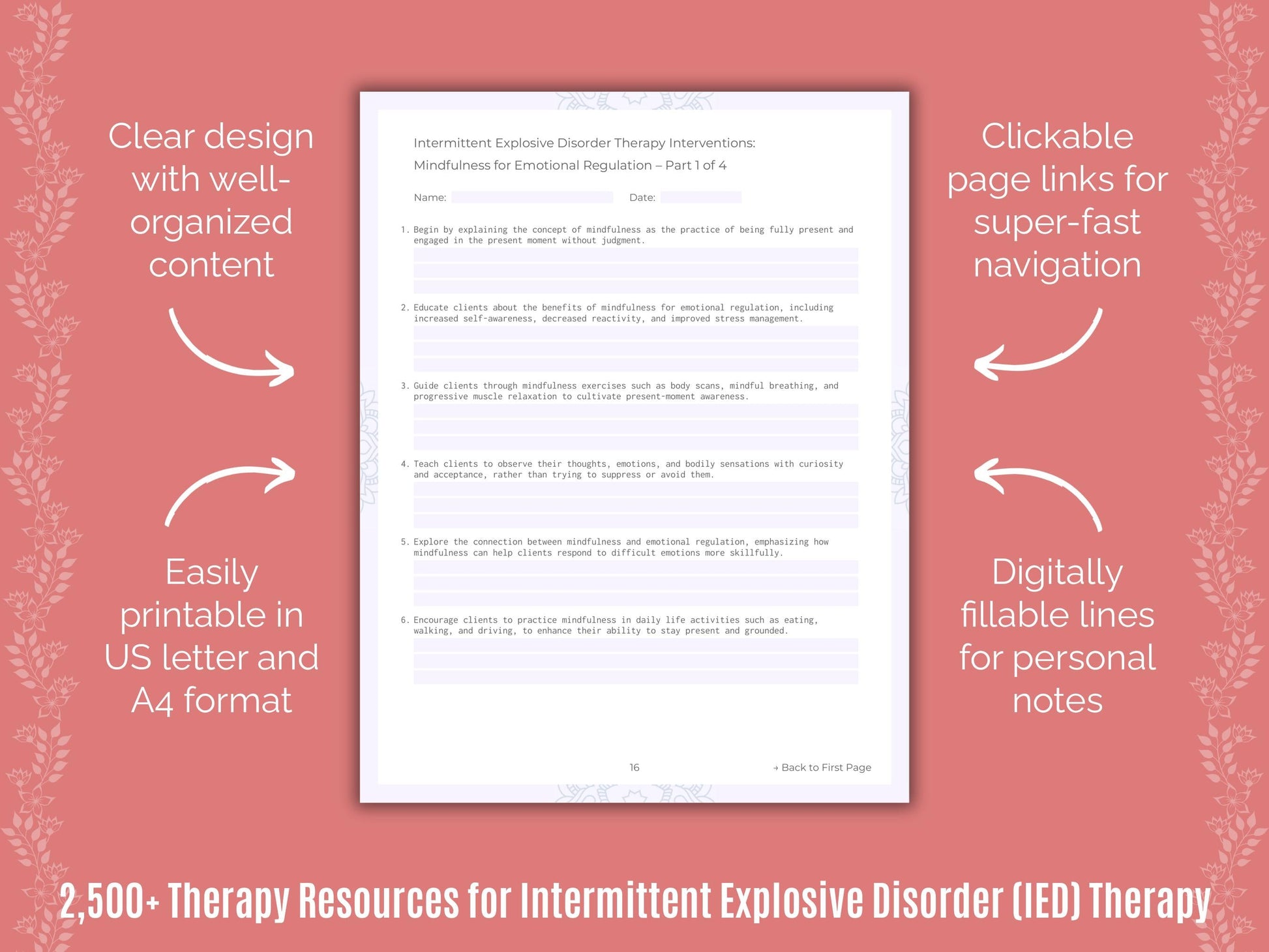 Intermittent Explosive Disorder (IED) Therapy Counselor Cheat Sheets