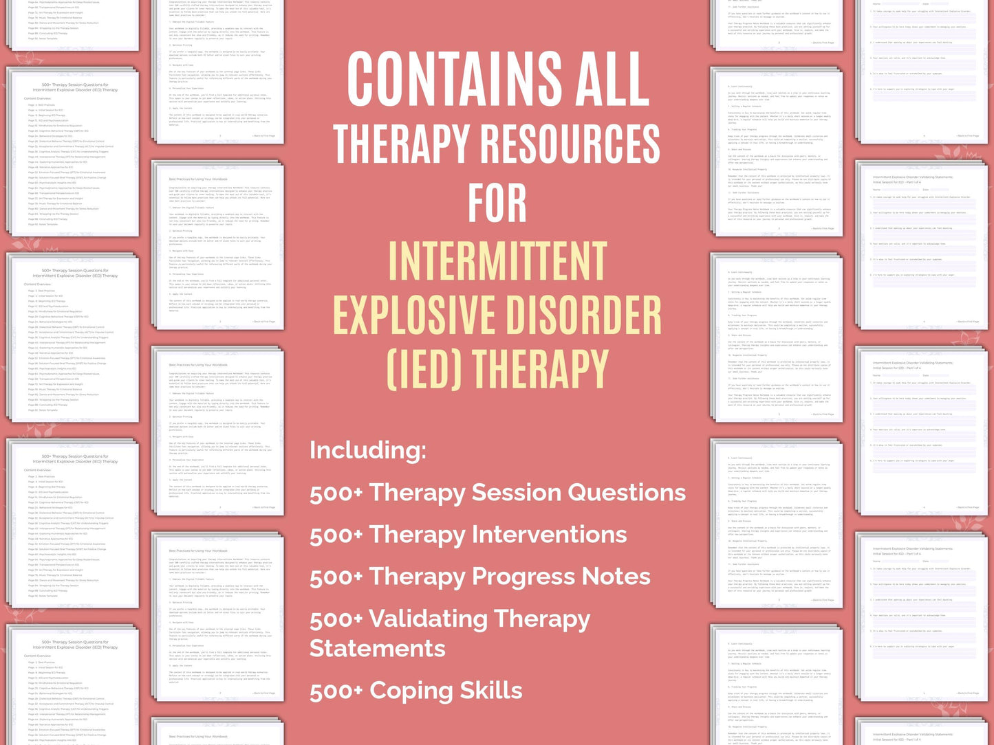 Intermittent Explosive Disorder (IED) Therapy Therapist Worksheets