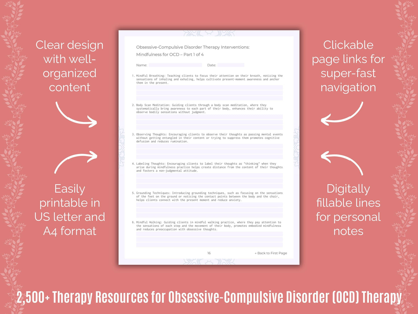 Obsessive-Compulsive Disorder (OCD) Therapy Counselor Cheat Sheets