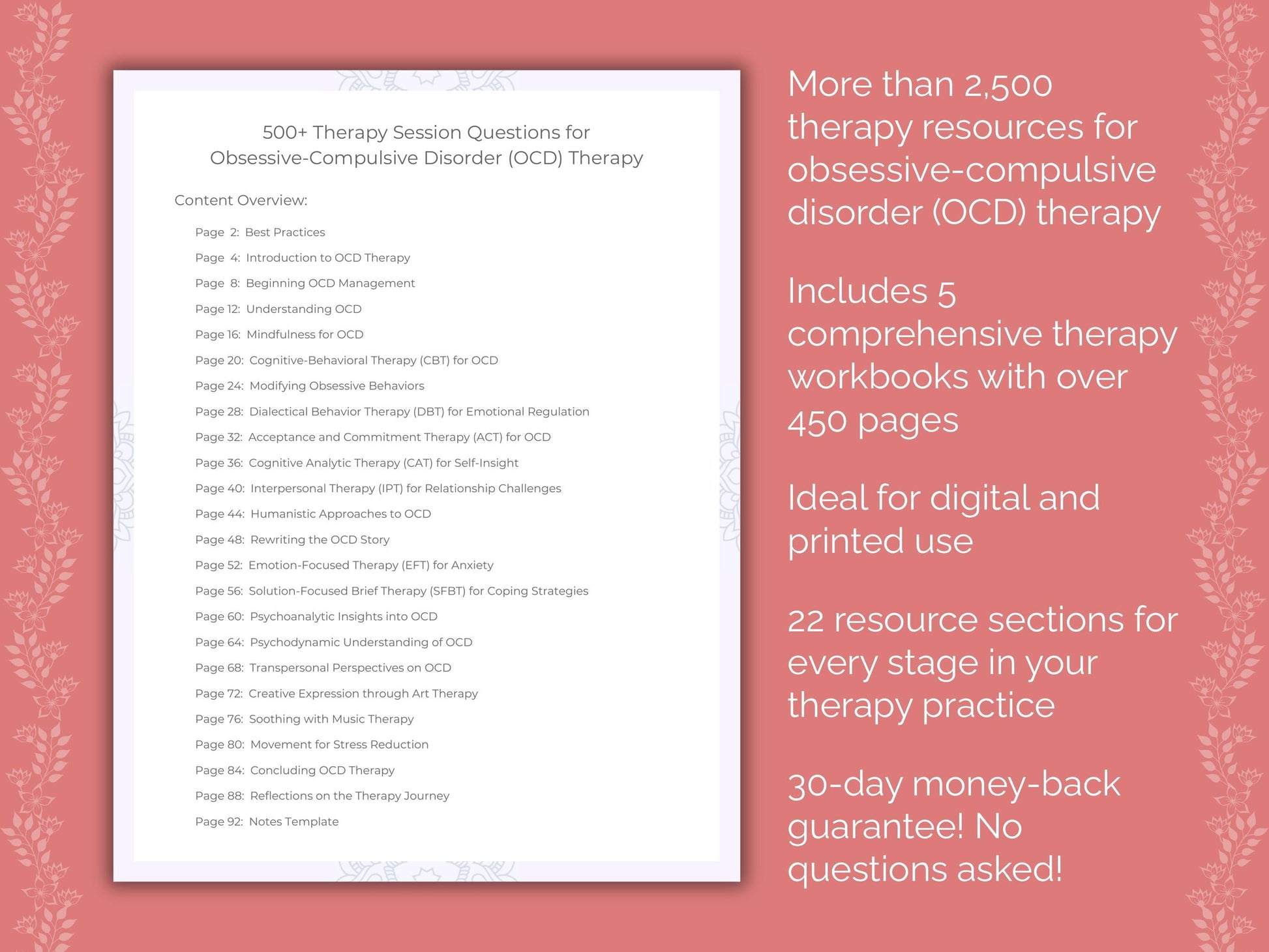 Obsessive-Compulsive Disorder (OCD) Therapy Counseling Templates